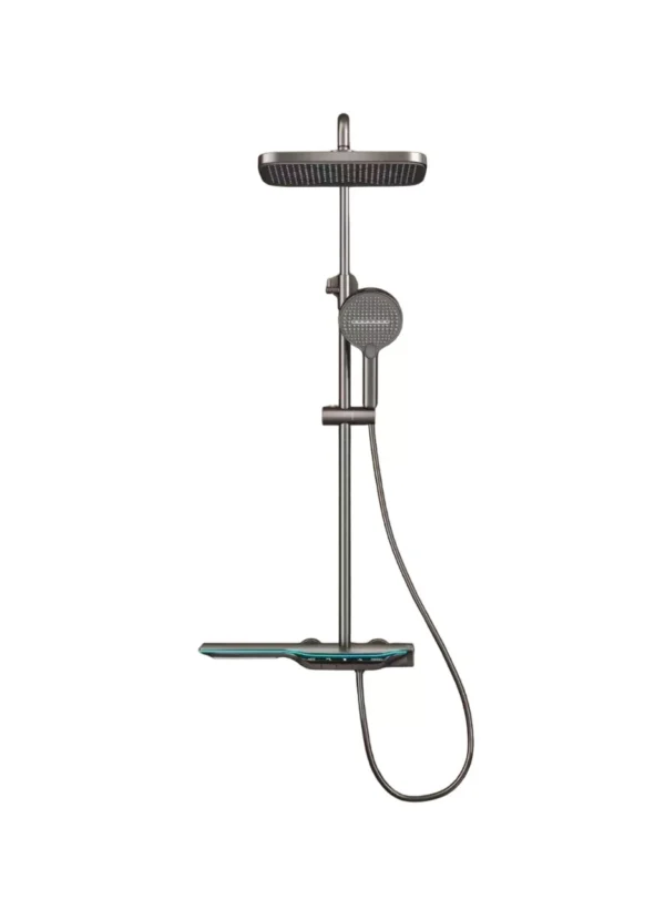 Colonne de douche Alicia thermostatique à affichage LED avec tablettes et 3 modes de sortie d'eau