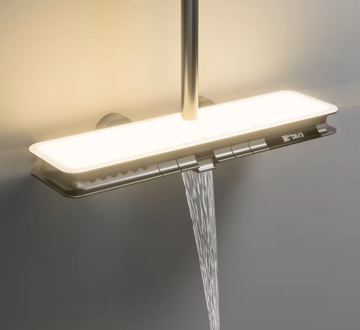 Colonne de douche Yuli avec tablette Full LED et 6 modes de sortie d'eau par Pavao Studio Colonne de douche Yuli avec tablette Full LED et 6 modes de sortie d'eau par Pavao Studio