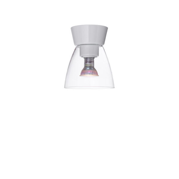 Plafonnier Bizzo avec base en aluminium et abat-jour en verre au design contemporain par Belid