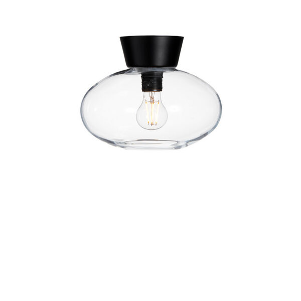 Plafonnier Bullo base en métal et abat-jour en verre au design contemporain par Belid