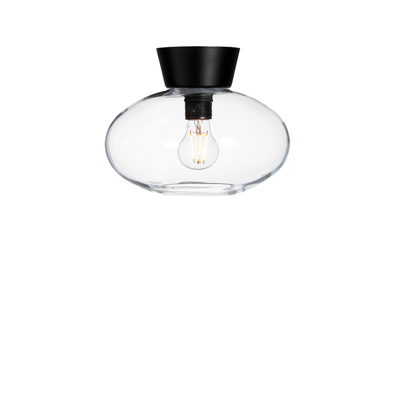 Plafonnier Bullo base en métal et abat-jour en verre au design contemporain par Belid