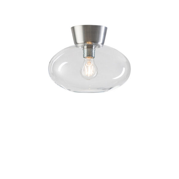 Plafonnier Bullo H21 base en métal et abat-jour en verre au design contemporain par Belid