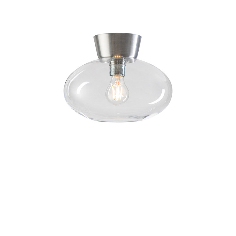 Plafonnier Bullo H21 base en métal et abat-jour en verre au design contemporain par Belid