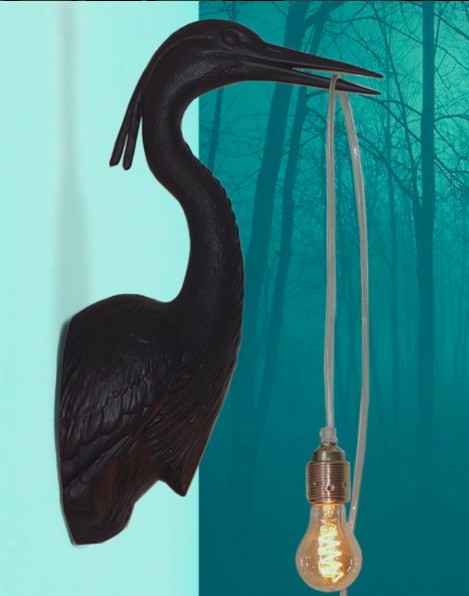 Applique murale originale et design Flying Dutchman noir en résine noir en forme de héron par Jasmin Djerzic Applique murale originale et design Flying Dutchman noir en céramique noir en forme de héron