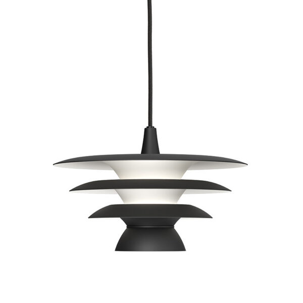 Suspension DaVinci en métal avec abat-jour à fentes superposées, au design contemporain par Belid