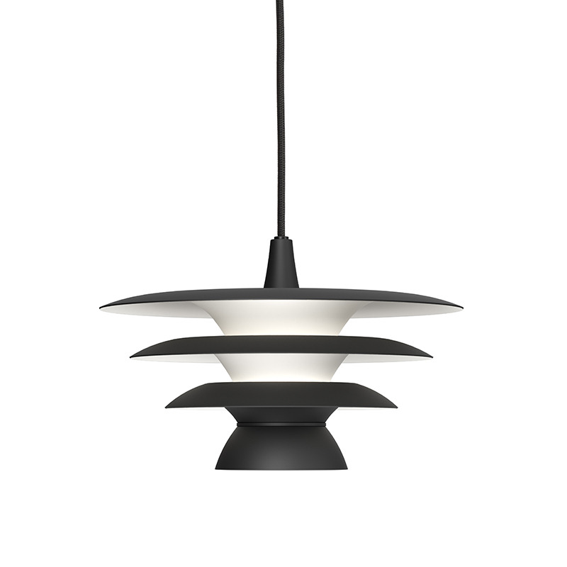 Suspension DaVinci en métal avec abat-jour à fentes superposées, au design contemporain par Belid