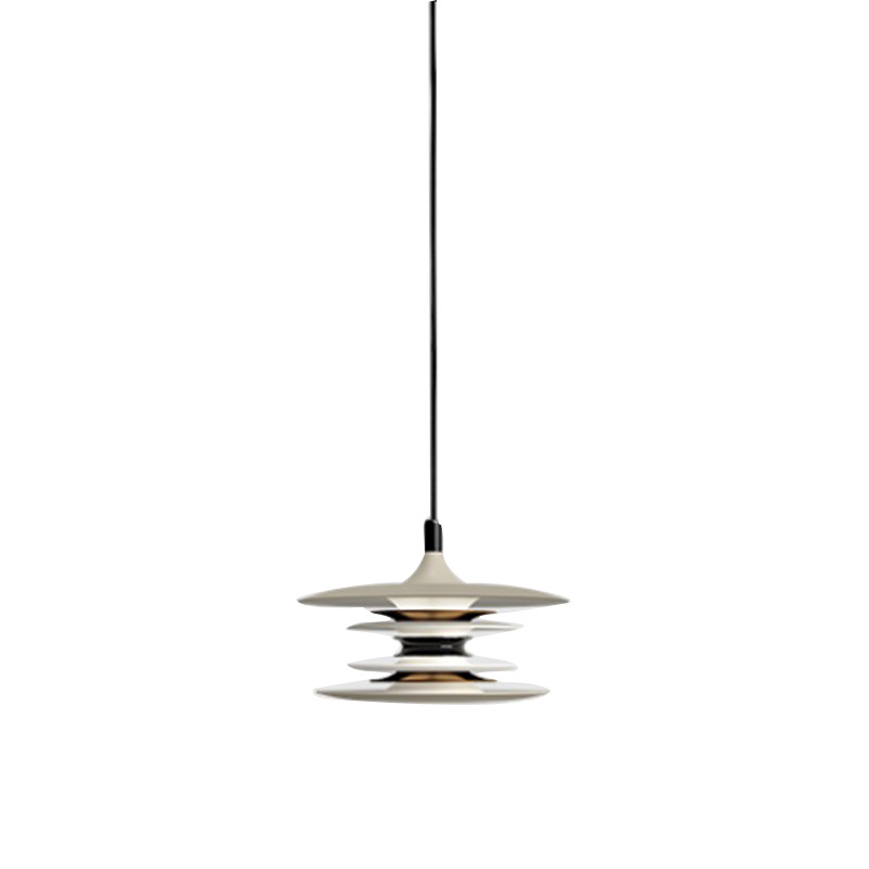 Suspension Diablo dimmable avec base en métal et abat-jour en cercles superposés au design contemporain par Belid
