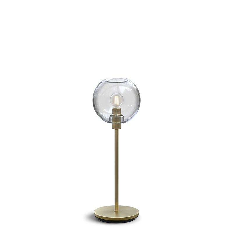 Lampe à poser Gloria avec base en métal et abat-jour en verre au design contemporain par Belid Lampe à poser Gloria avec base en métal et abat-jour en verre au design contemporain par Belid