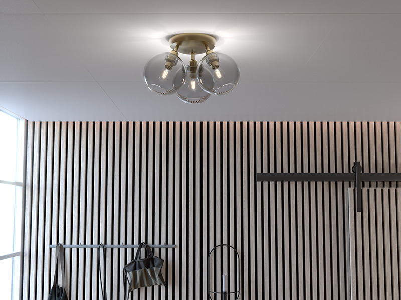Plafonnier Gloria dimmable avec base en métal et abat-jour en verre au design contemporain par Belid Plafonnier Gloria dimmable avec base en métal et abat-jour en verre au design contemporain par Belid