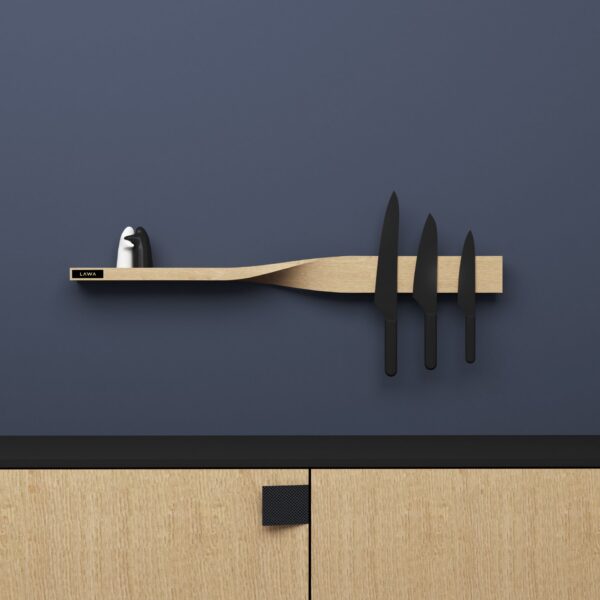 Étagère magnétique Twist Shelf en chêne naturel par Lawa Design