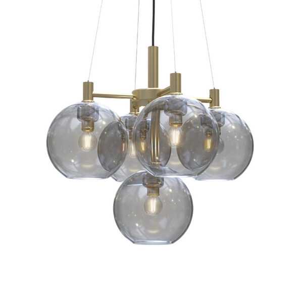 Suspension Chandelier Gloria dimmable avec base en métal et abat-jour en verre au design contemporain par Belid