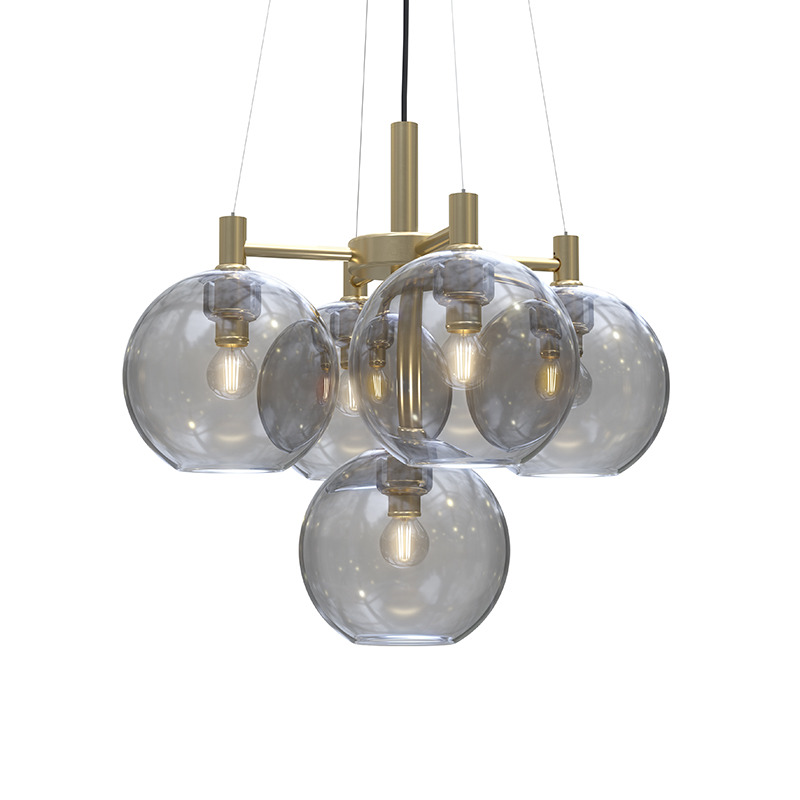 Suspension Chandelier Gloria dimmable avec base en métal et abat-jour en verre au design contemporain par Belid
