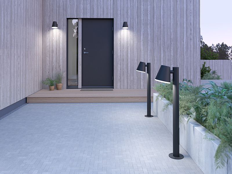 Lampadaire extérieur Mist dimmable avec structure graphite au design contemporain par Roger Persson x Belid Lampadaire extérieur Mist dimmable avec structure graphite au design contemporain par Roger Persson x Belid