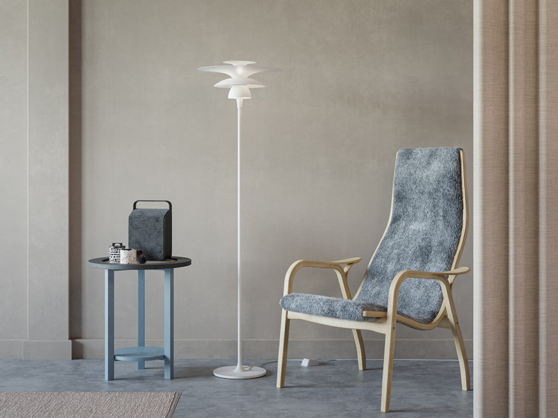 Lampadaire Picasso avec base en métal au design contemporain par Belid Lampadaire Picasso avec base en métal au design contemporain par Belid
