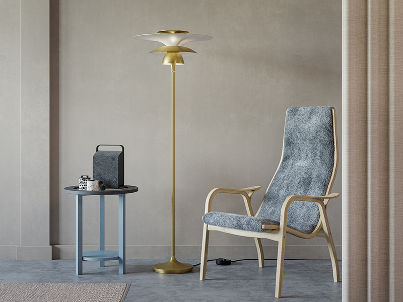 Lampadaire Picasso avec base en métal au design contemporain par Belid Lampadaire Picasso avec base en métal au design contemporain par Belid