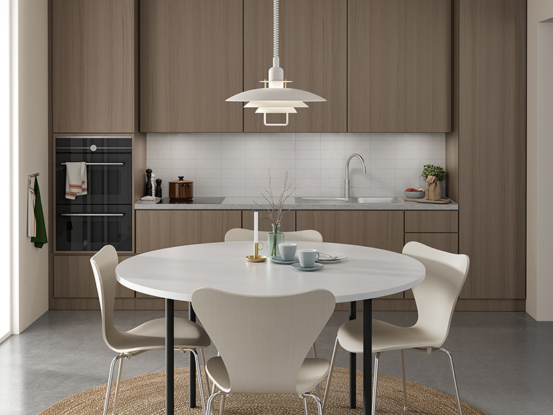 Suspension Primus II dimmable en métal et abat-jour avec poignée au design contemporain par Belid Suspension Primus II dimmable en métal et abat-jour avec poignée au design contemporain par Belid