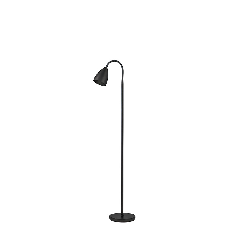 Lampadaire Trotsig avec base en métal et tête abat-jour flexible au design contemporain par Belid Lampadaire Trotsig avec base en métal et tête abat-jour flexible au design contemporain par Belid