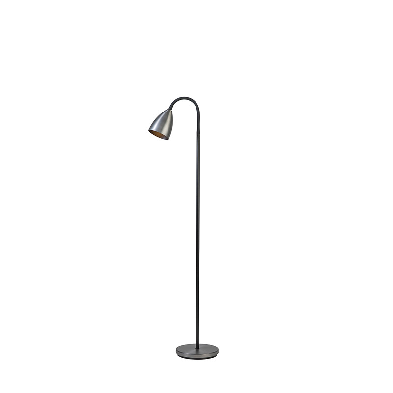Lampadaire Trotsig avec base en métal et tête abat-jour flexible au design contemporain par Belid Lampadaire Trotsig avec base en métal et tête abat-jour flexible au design contemporain par Belid