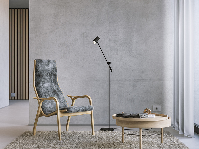 Lampadaire Tyson avec base en métal et interrupteur à bascule au design contemporain par Belid Lampadaire Tyson avec base en métal et interrupteur à bascule au design contemporain par Belid