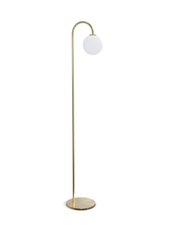 Lampadaire Ballon base en métal avec abat-jour en verre sphérique au design contemporain par Herstal