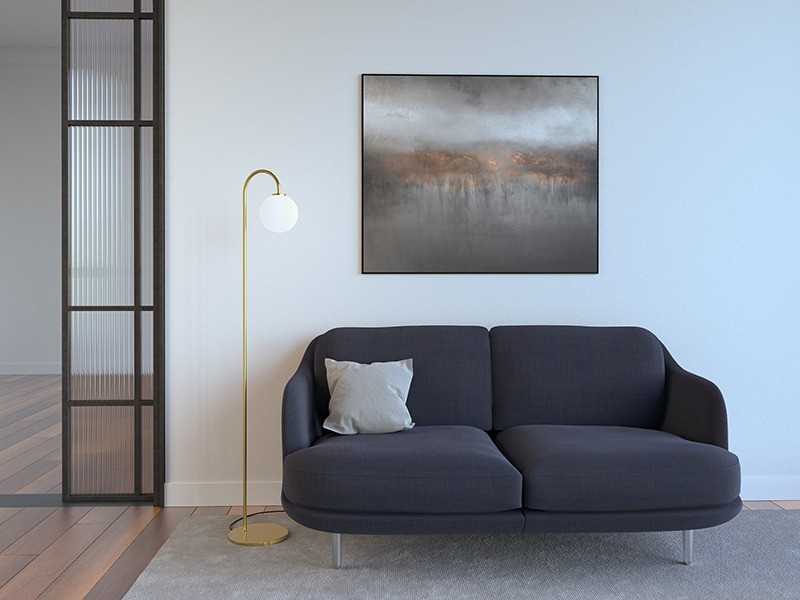 Lampadaire Ballon base en métal avec abat-jour en verre sphérique au design contemporain par Herstal Lampadaire Ballon base en métal avec abat-jour en verre sphérique au design contemporain par Herstal