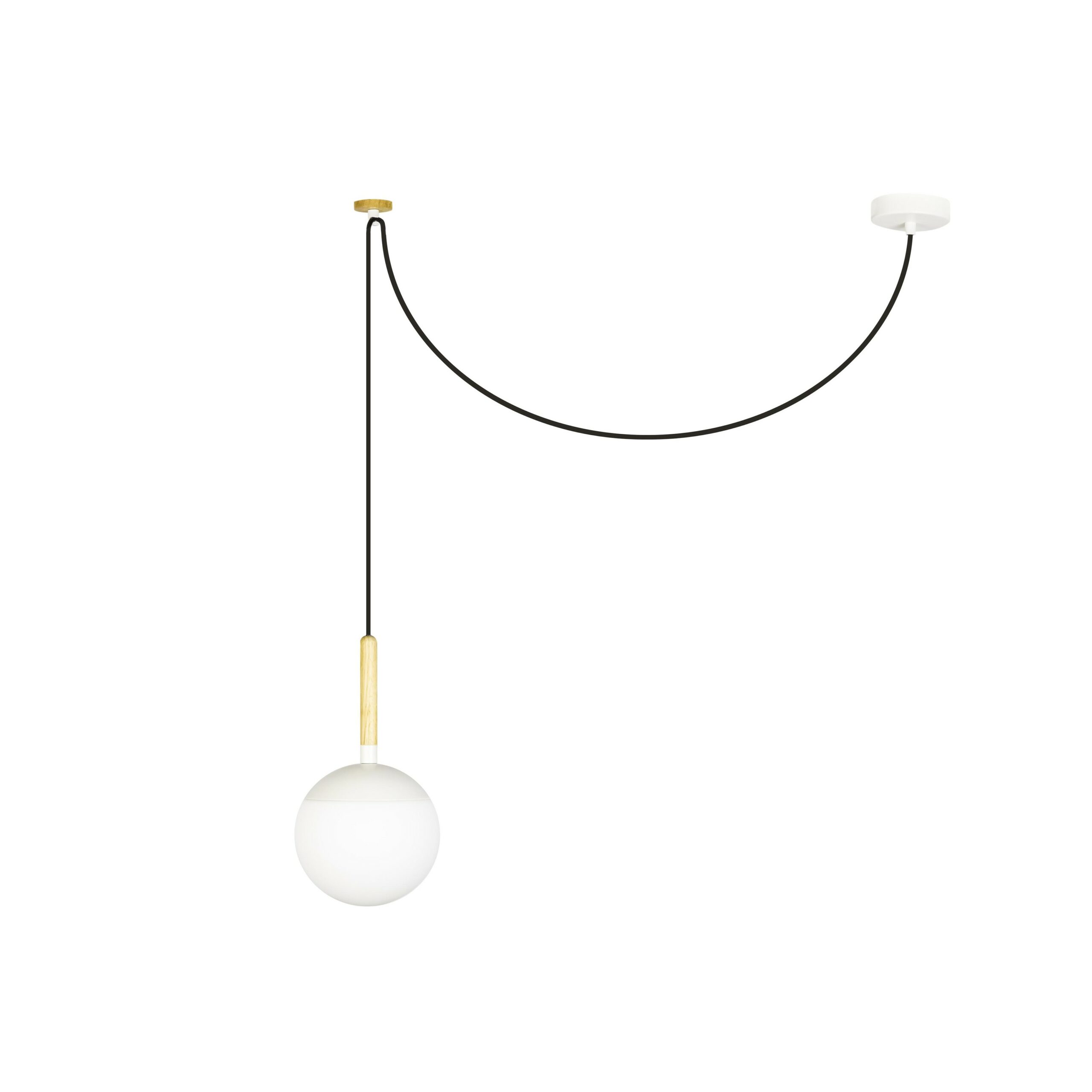 Suspension Ovni en bois avec diffuseur en verre au design scandinave