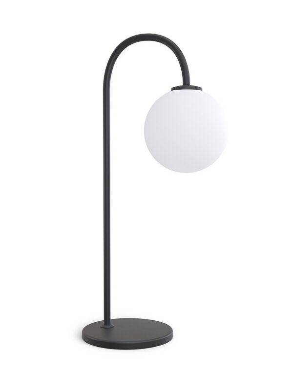 Lampe à poser Ballon dimmable base en métal avec abat-jour en verre sphérique au design contemporain par Herstal