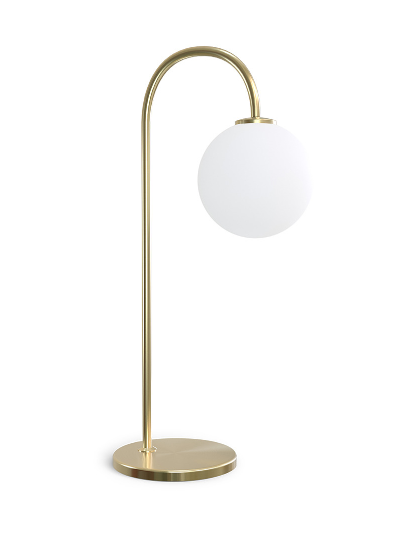Lampe à poser Ballon dimmable base en métal avec abat-jour en verre sphérique au design contemporain par Herstal