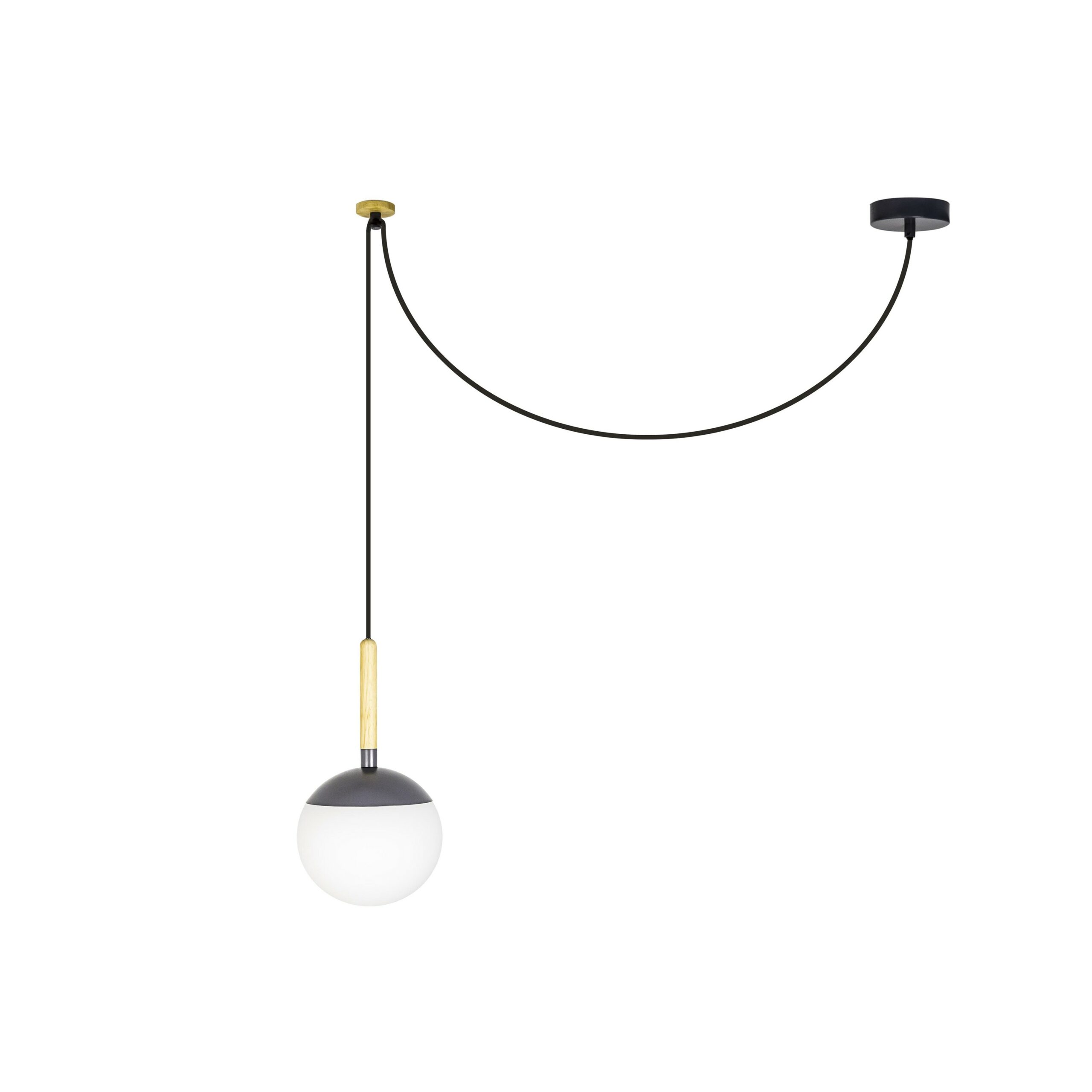 Suspension Ovni en bois avec diffuseur en verre au design scandinave