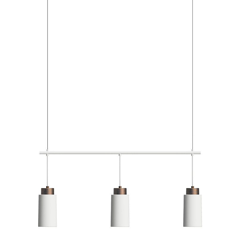 Suspension Edge Trio dimmable base en métal blanc et des abat-jours cylindriques au design contemporain par Herstal