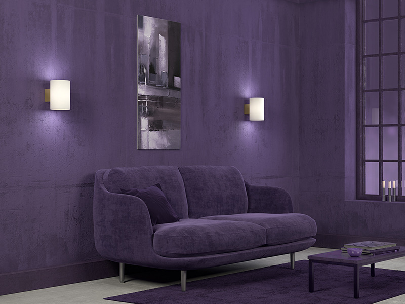 Applique Evoke base en métal avec abat-jour en verre opale au design contemporain par Herstal Applique Evoke base en métal avec abat-jour en verre opale au design contemporain par Herstal