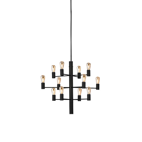 Suspension Manola chandelier dimmable base en métal blanc et des abat-jours en verre au design contemporain par Herstal