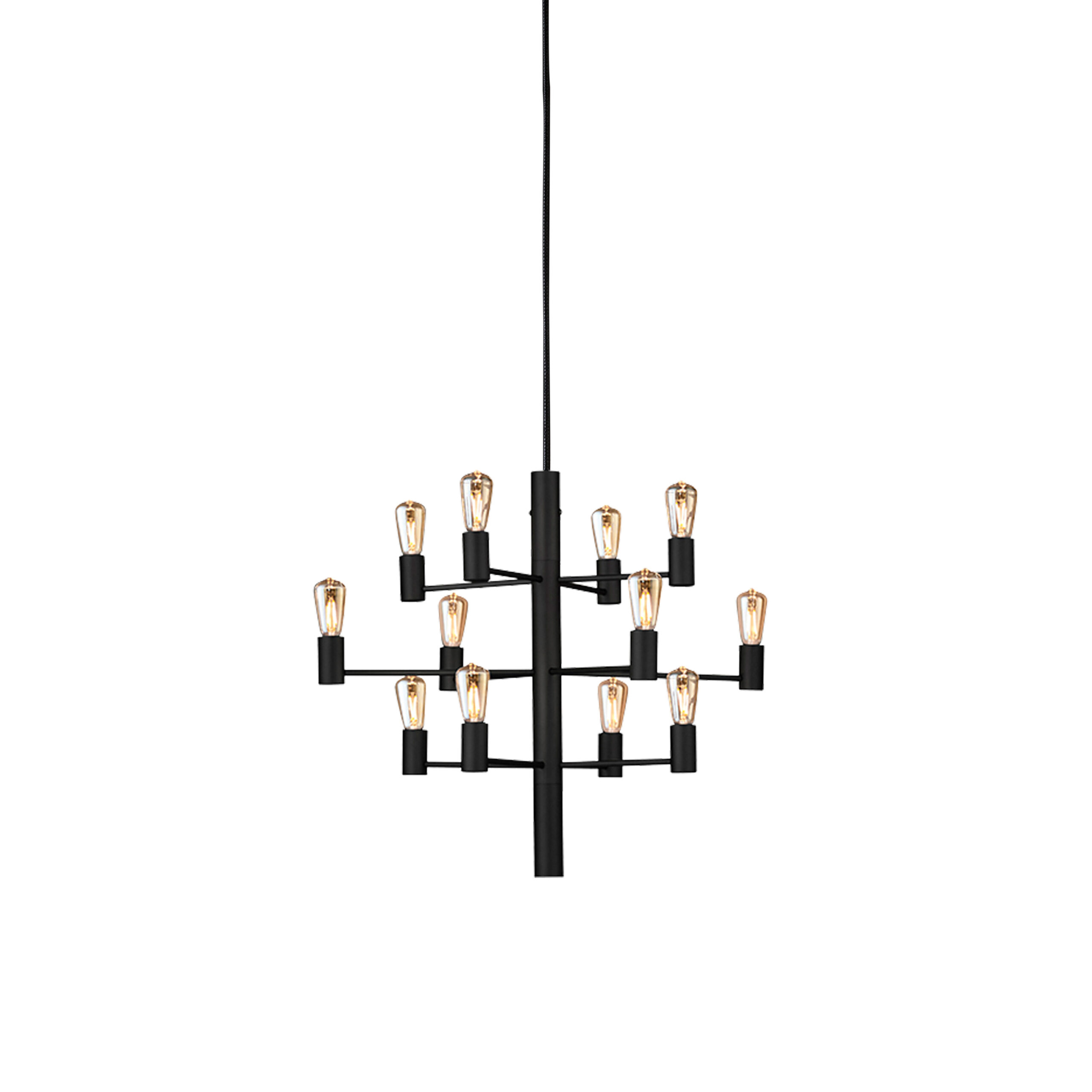 Suspension Manola chandelier dimmable base en métal blanc et des abat-jours en verre au design contemporain par Herstal