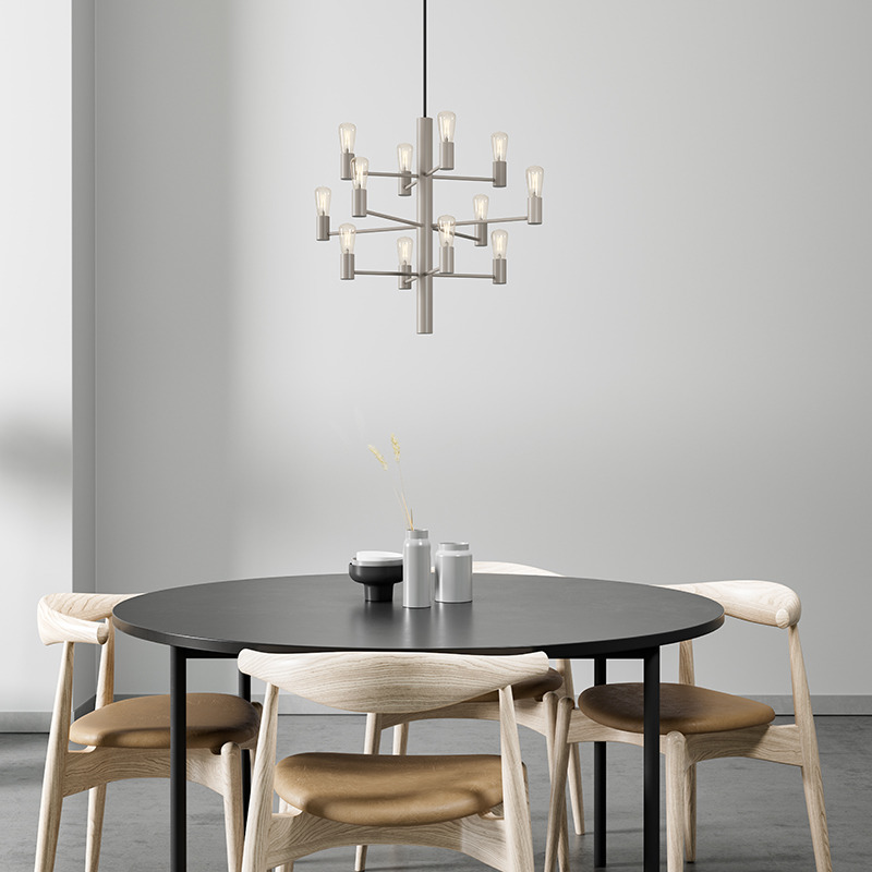 Suspension Manola chandelier dimmable base en métal blanc et des abat-jours en verre au design contemporain par Herstal Suspension Manola chandelier dimmable base en métal blanc et des abat-jours en verre au design contemporain par Herstal