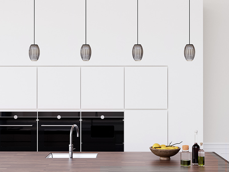 Suspension Tentacle dimmable base en métal Noir avec abat-jour en acrylique au design contemporain par Herstal
