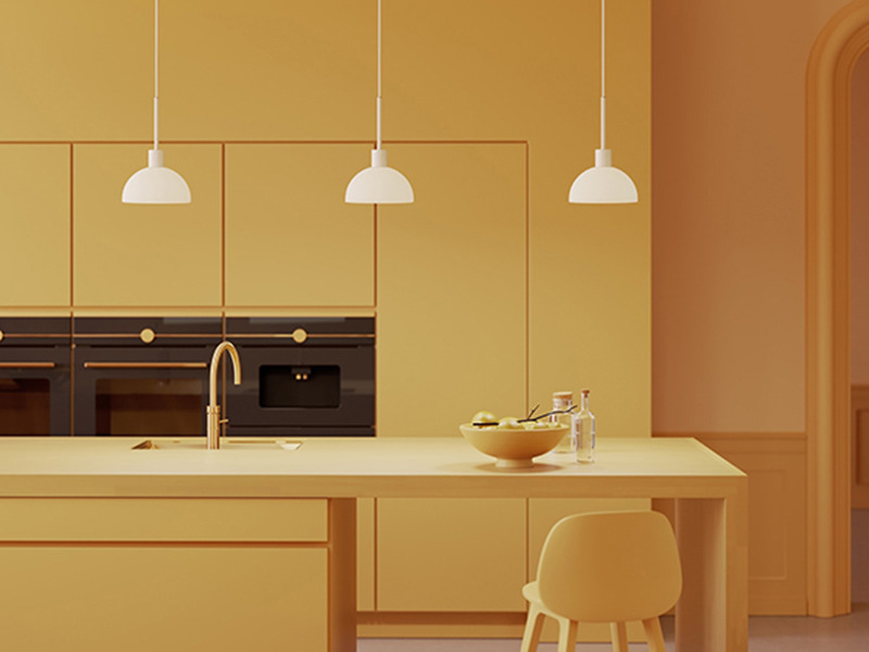 Suspension Vienda dimmable base en métal et abat-jour en forme de bol renversé au design contemporain par Herstal Suspension Vienda dimmable base en métal et abat-jour en forme de bol renversé au design contemporain par Herstal