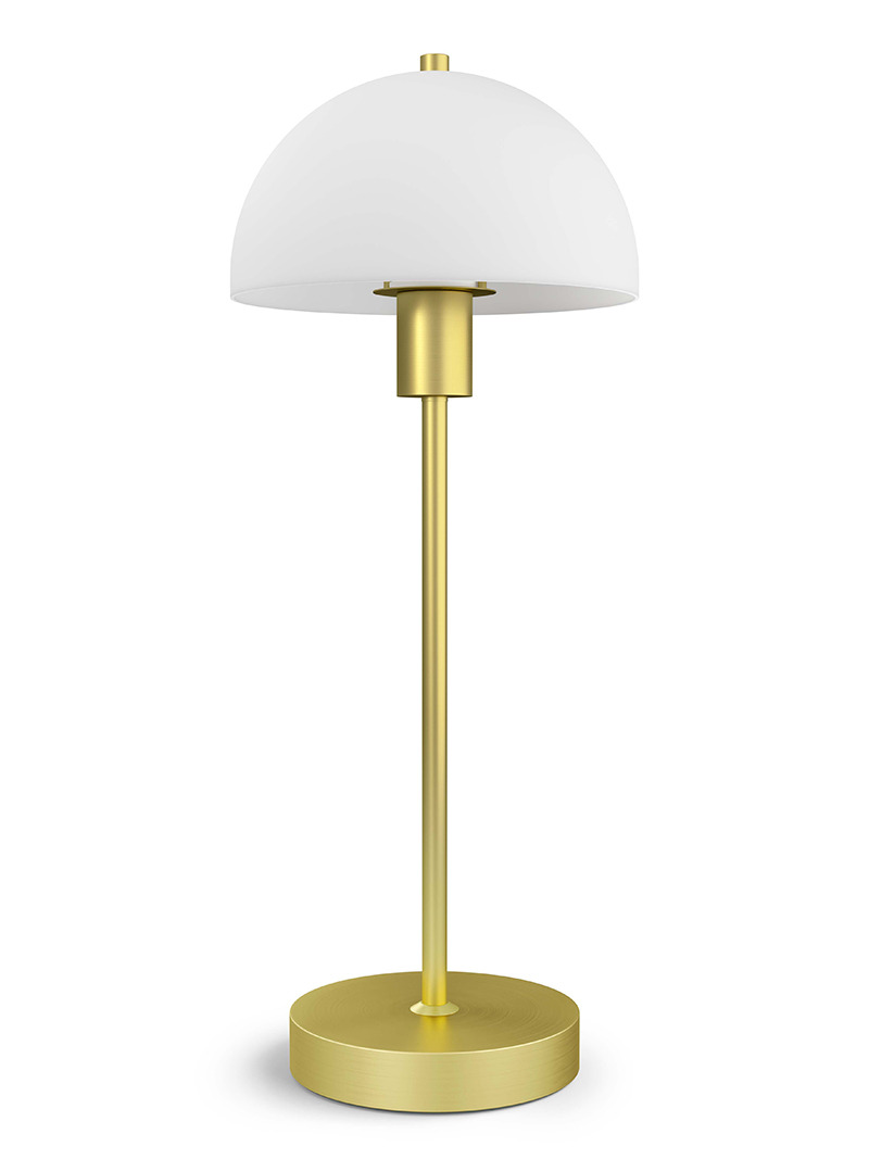 Lampe à poser Vienda base en métal et abat-jour en forme de bol renversé au design contemporain par Herstal Lampe à poser Vienda base en métal et abat-jour en forme de bol renversé au design contemporain par Herstal