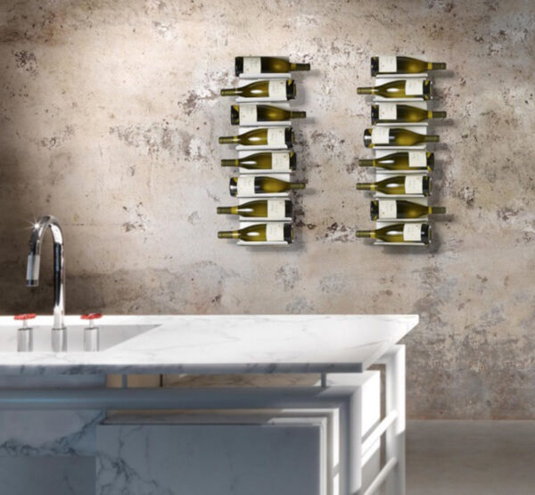 Étagère à vin murale Ptolomeo Vino en acier au design contemporain de Bruno Rainaldi x Opinion Ciatti