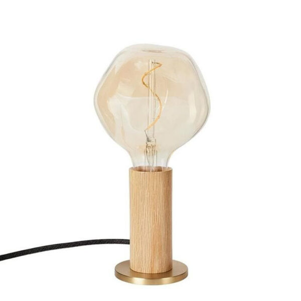 Lampe à poser Knuckle base en acier et corps en bois avec ampoule Voronoi I au design contemporain par Studio Tala x Tala