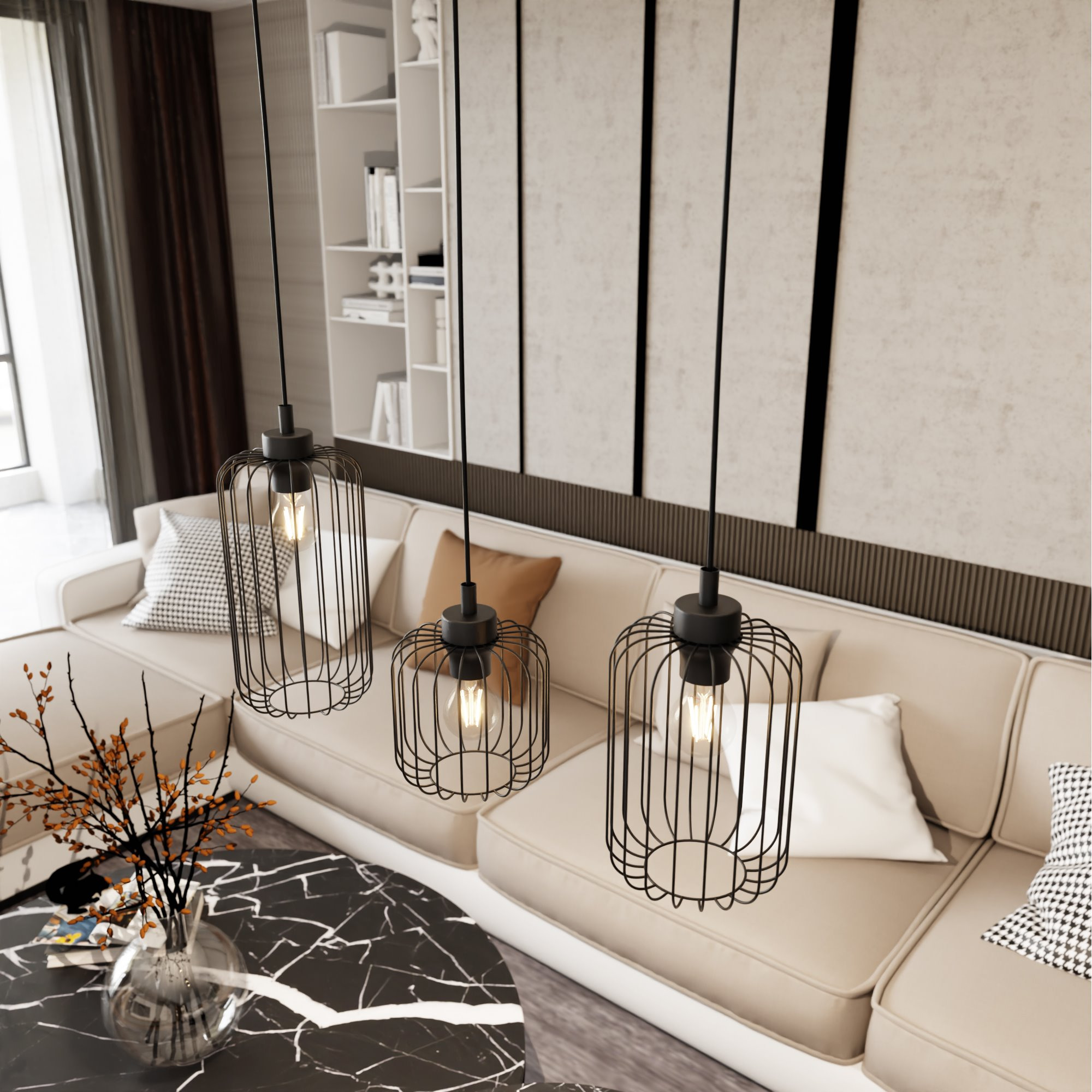 Suspension Vander 3BL avec base en métal linéaire au design contemporain par Emibig Suspension Vander 3BL avec base en métal linéaire au design contemporain par Emibig
