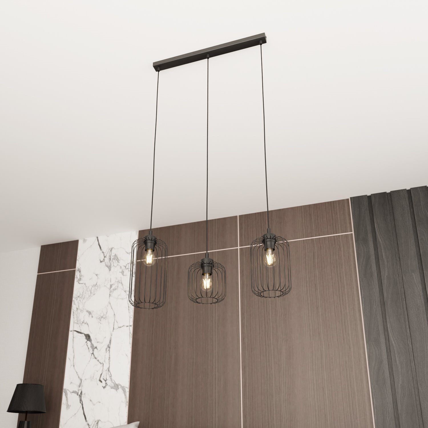 Suspension Vander 3BL avec base en métal linéaire au design contemporain par Emibig Suspension Vander 3BL avec base en métal linéaire au design contemporain par Emibig
