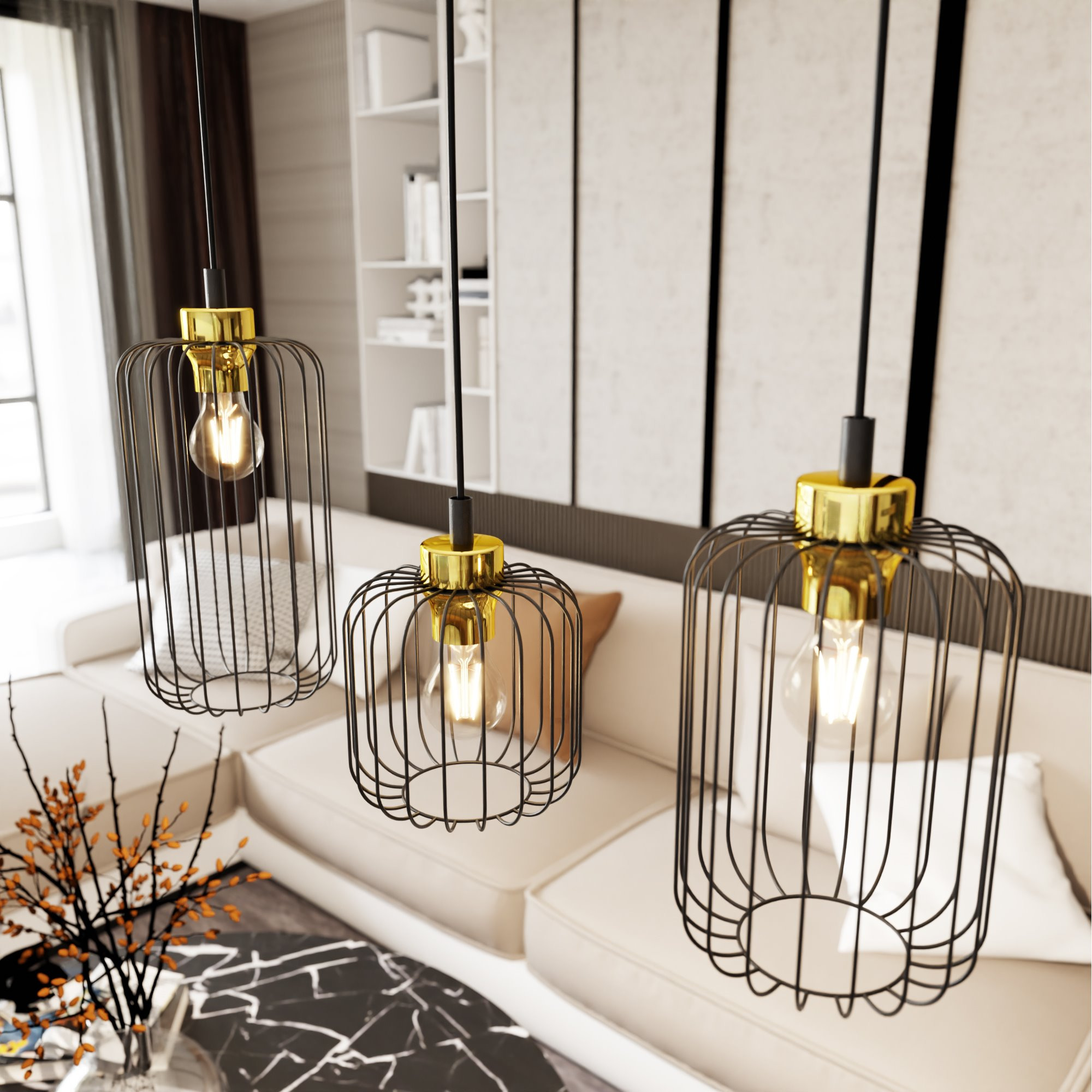 Suspension Vander 3BL avec base en métal linéaire au design contemporain par Emibig Suspension Vander 3BL avec base en métal linéaire au design contemporain par Emibig