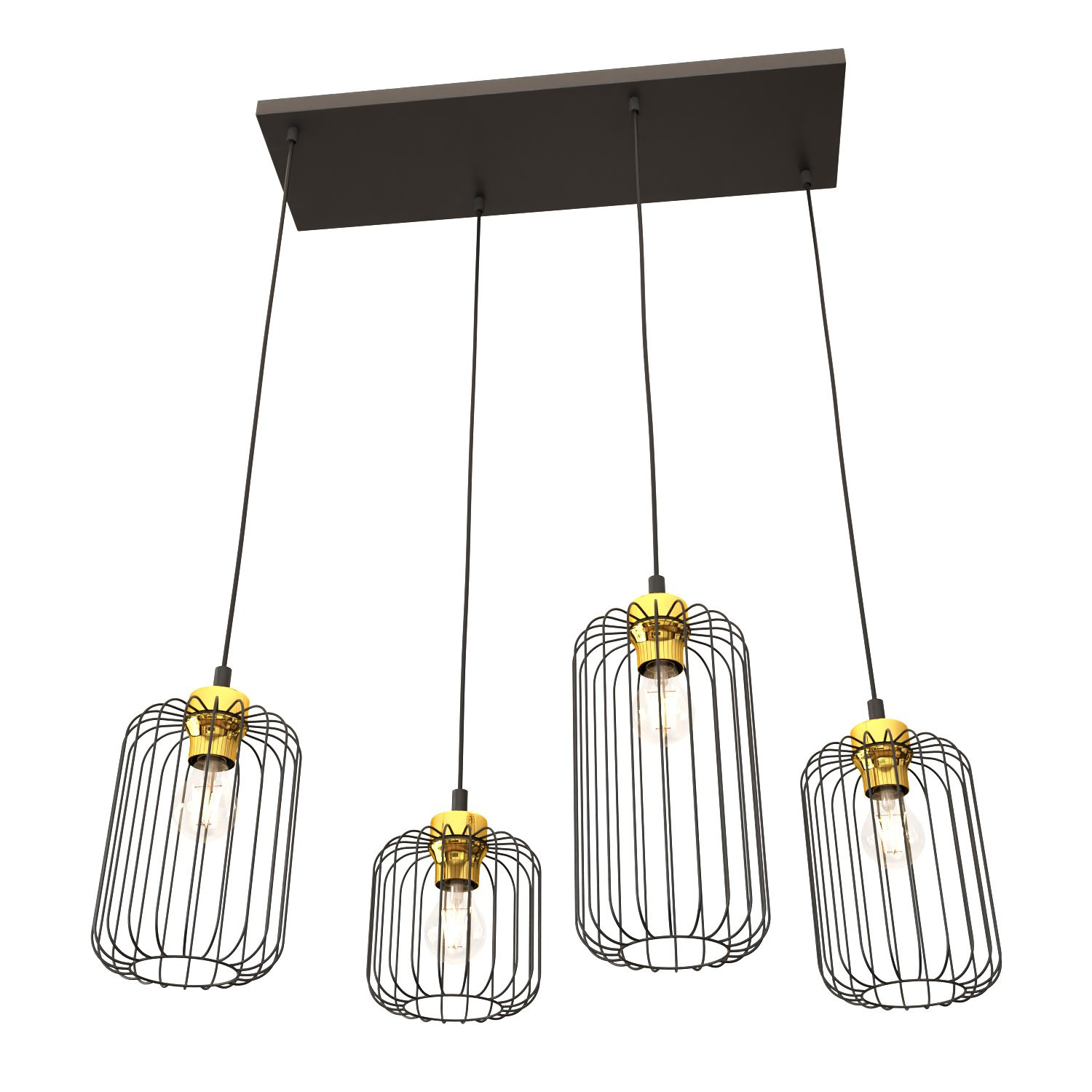 Suspension Vander base en métal rectangulaire au design contemporain par Emibig Suspension Vander 4BL or en métal au design contemporain par Emibig