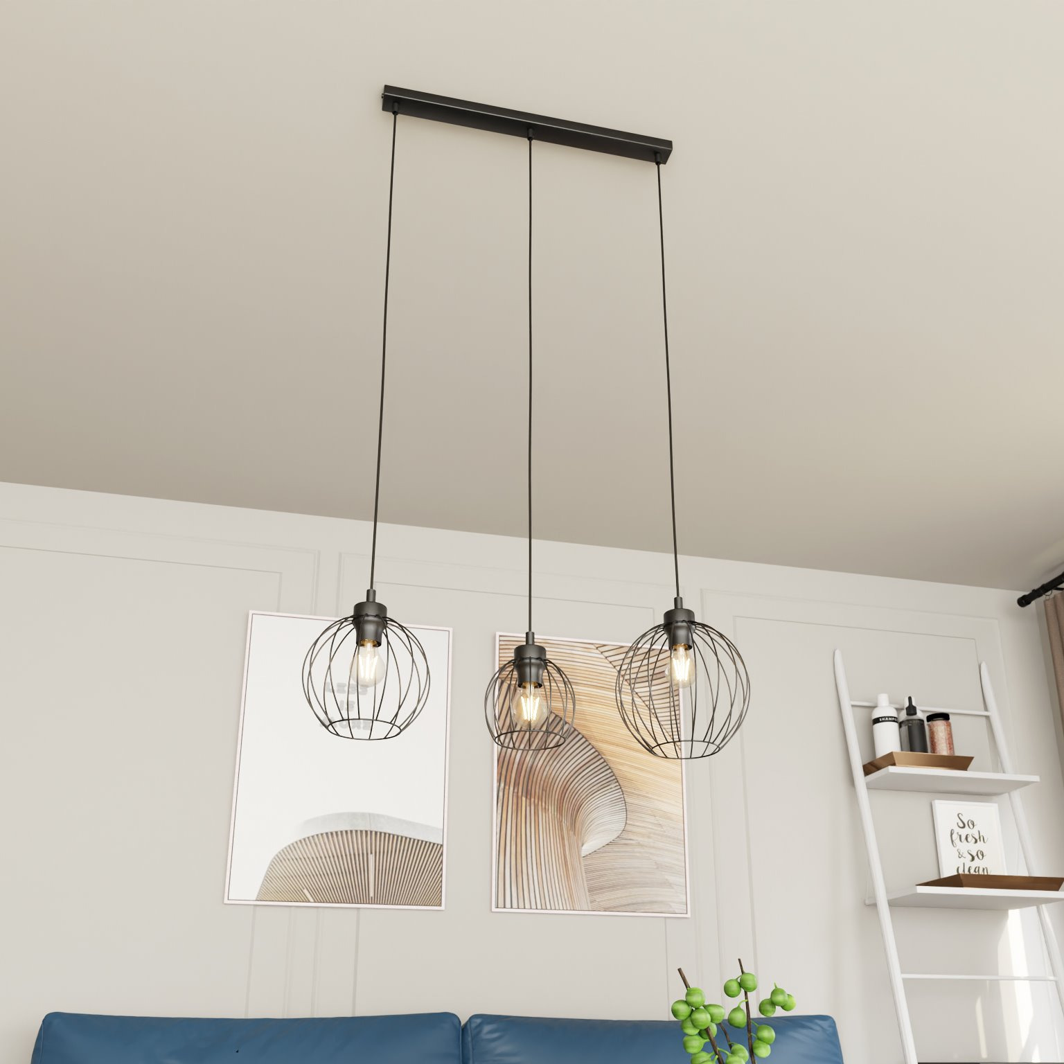 Suspension Nando 3BL avec base en métal linéaire au design contemporain par Emibig Suspension Nando 3BL avec base en métal linéaire au design contemporain par Emibig