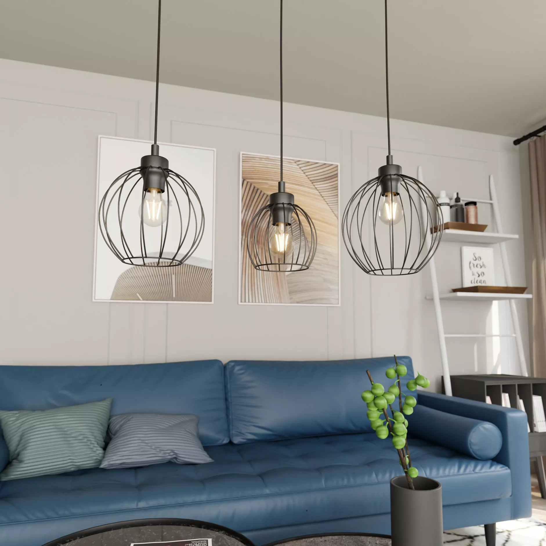 Suspension Nando 3BL avec base en métal linéaire au design contemporain par Emibig