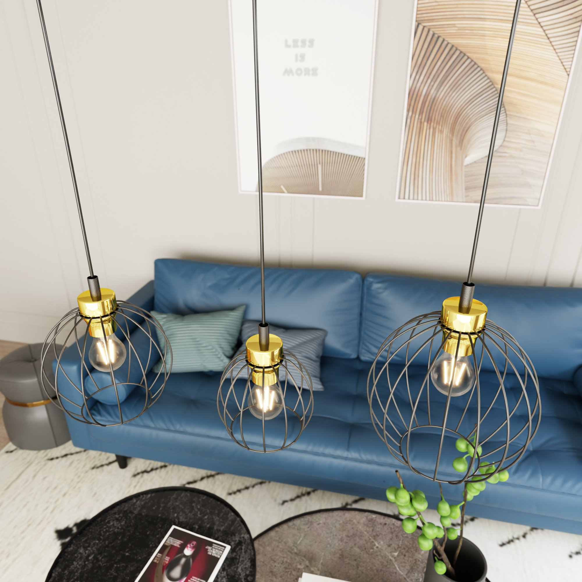 Suspension Nando 3BL avec base en métal linéaire au design contemporain par Emibig Suspension Nando 3BL avec base en métal linéaire au design contemporain par Emibig