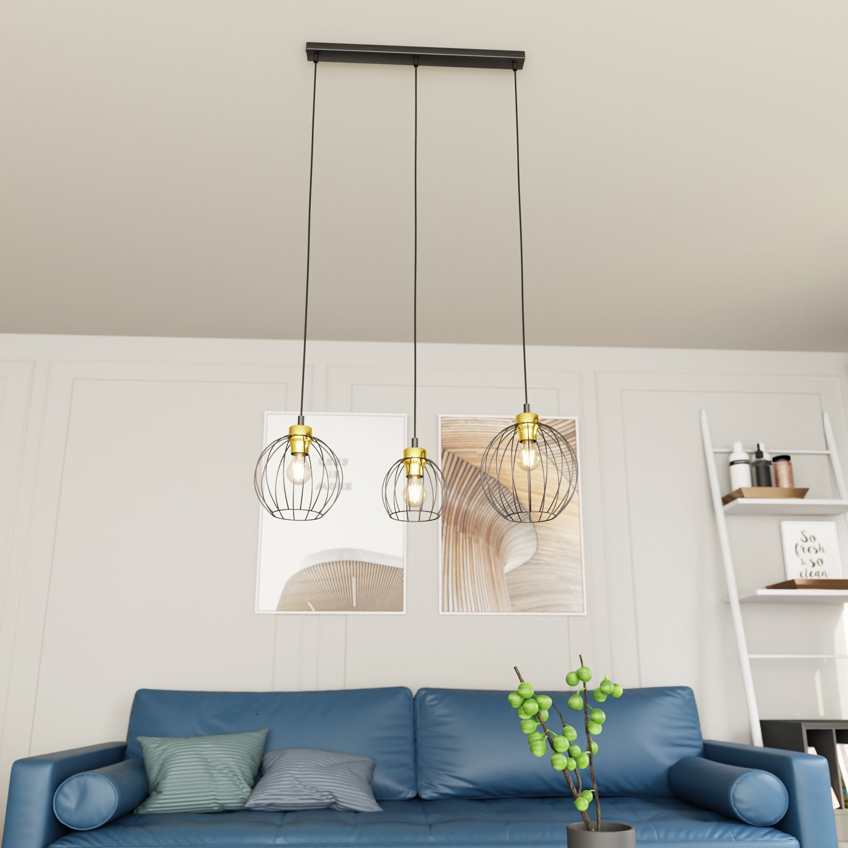 Suspension Nando 3BL avec base en métal linéaire au design contemporain par Emibig Suspension Nando 3BL avec base en métal linéaire au design contemporain par Emibig