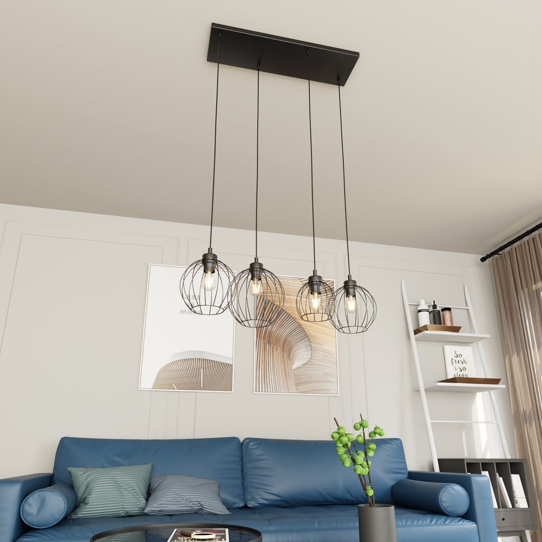 Suspension Nando avec base en métal rectangulaire au design contemporain par Emibig Suspension Nando avec base en métal rectangulaire au design contemporain par Emibig