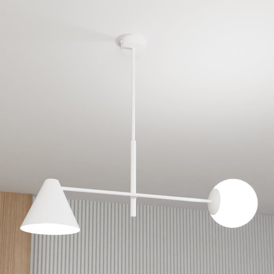 Suspension Hermes base en métal rotatif avec abat-jours en métal et en verre au design contemporain par Emibig Suspension Hermes base en métal rotatif avec abat-jours en métal et en verre au design contemporain par Emibig
