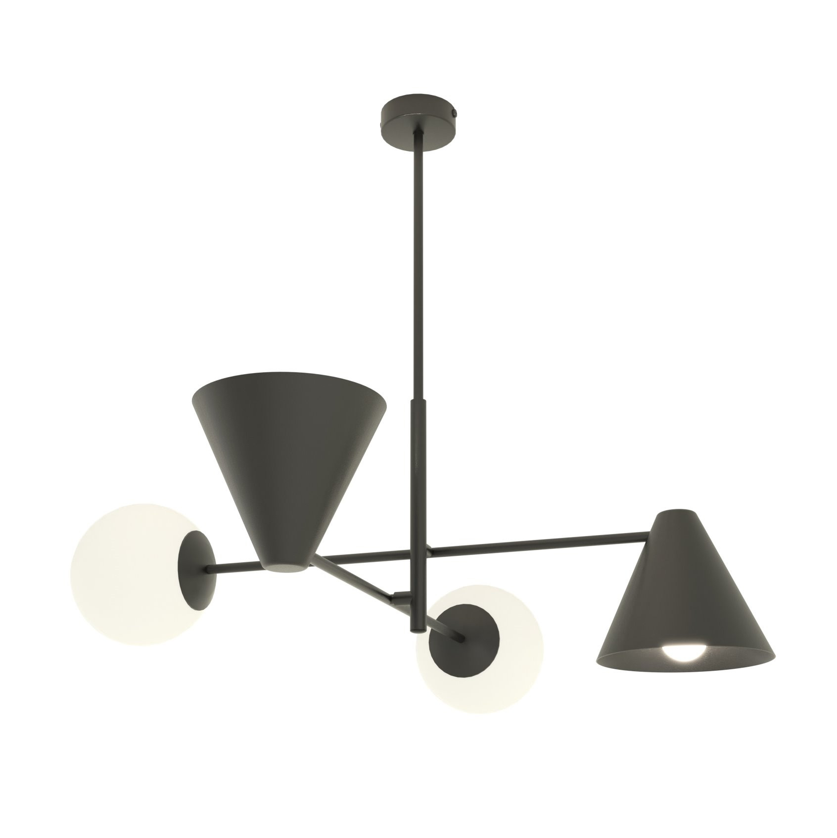 Suspension Hermes base en métal rotatif avec abat-jours en métal et en verre au design contemporain par Emibig Suspension Hermes base en métal rotatif avec abat-jours en métal et en verre au design contemporain par Emibig